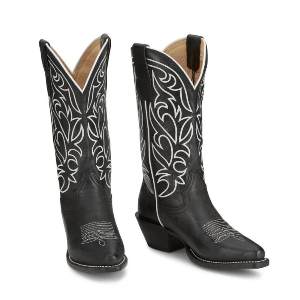 Justin Boots Black and White Women's Western Boots